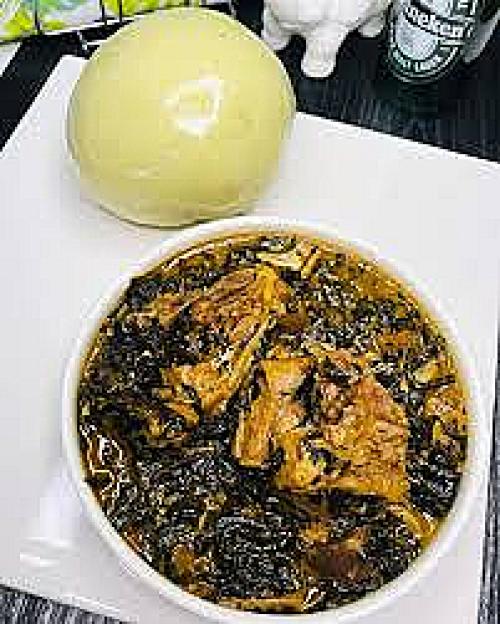 Pounded Yam/Wheat and Bitterleaf/Vegetable